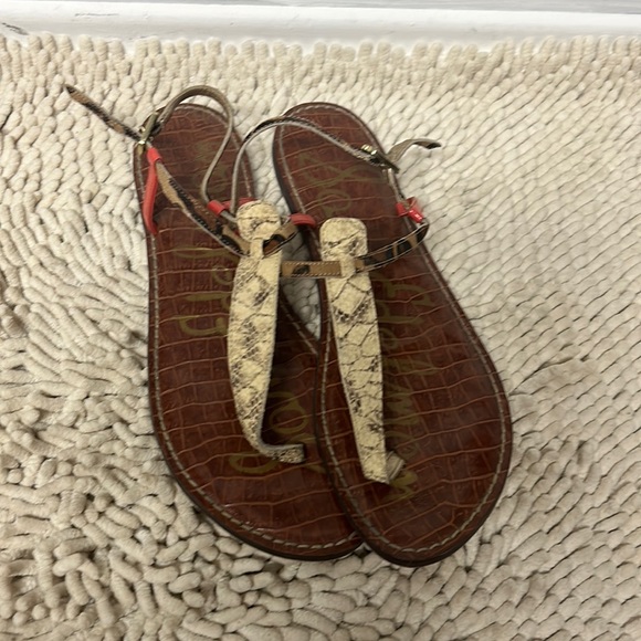 Sam Edelman Gigi Leather Calf Hair Snake print strap Sandal - Picture 2 of 8